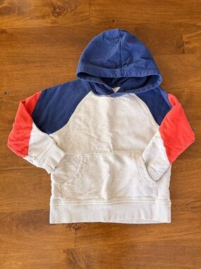 Hanna Andersson Colorblock Hoodie in Navy, Cream, and Orange